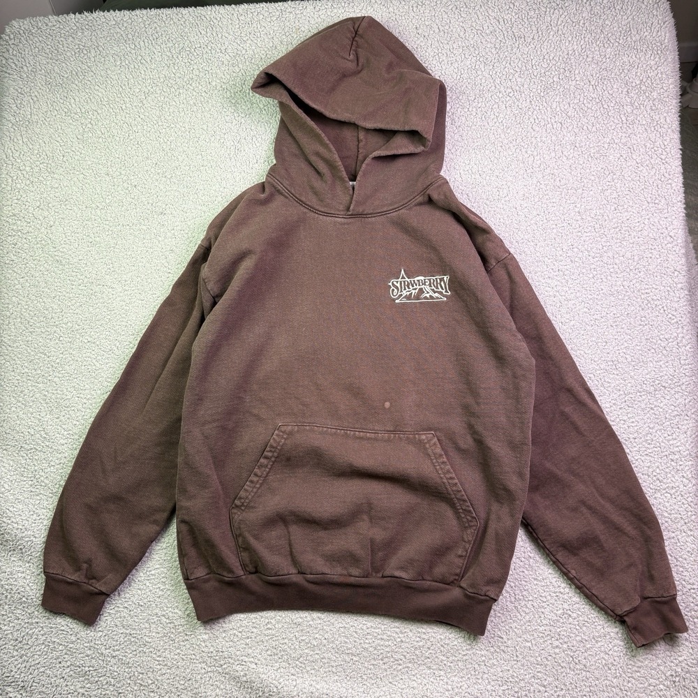 STRAWBERRY JAMS Kai Bent-Lee Hoodie Mens Large Brown Streetwear Heavyweight